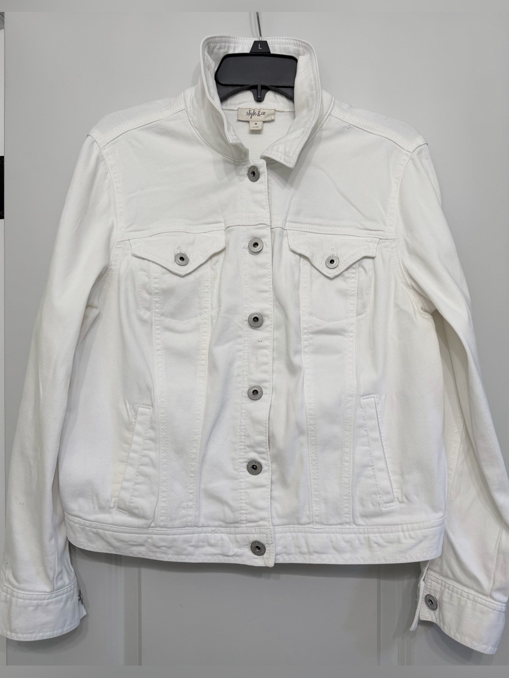 Style & Co Denim Jacket in White